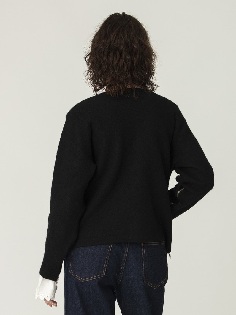 インサイドジップ ニットカーディガン 詳細画像 black 3