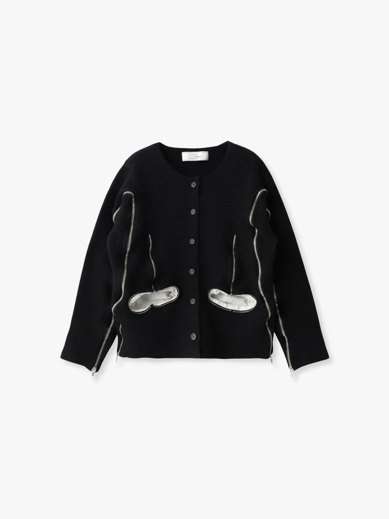 インサイドジップ ニットカーディガン 詳細画像 black 4