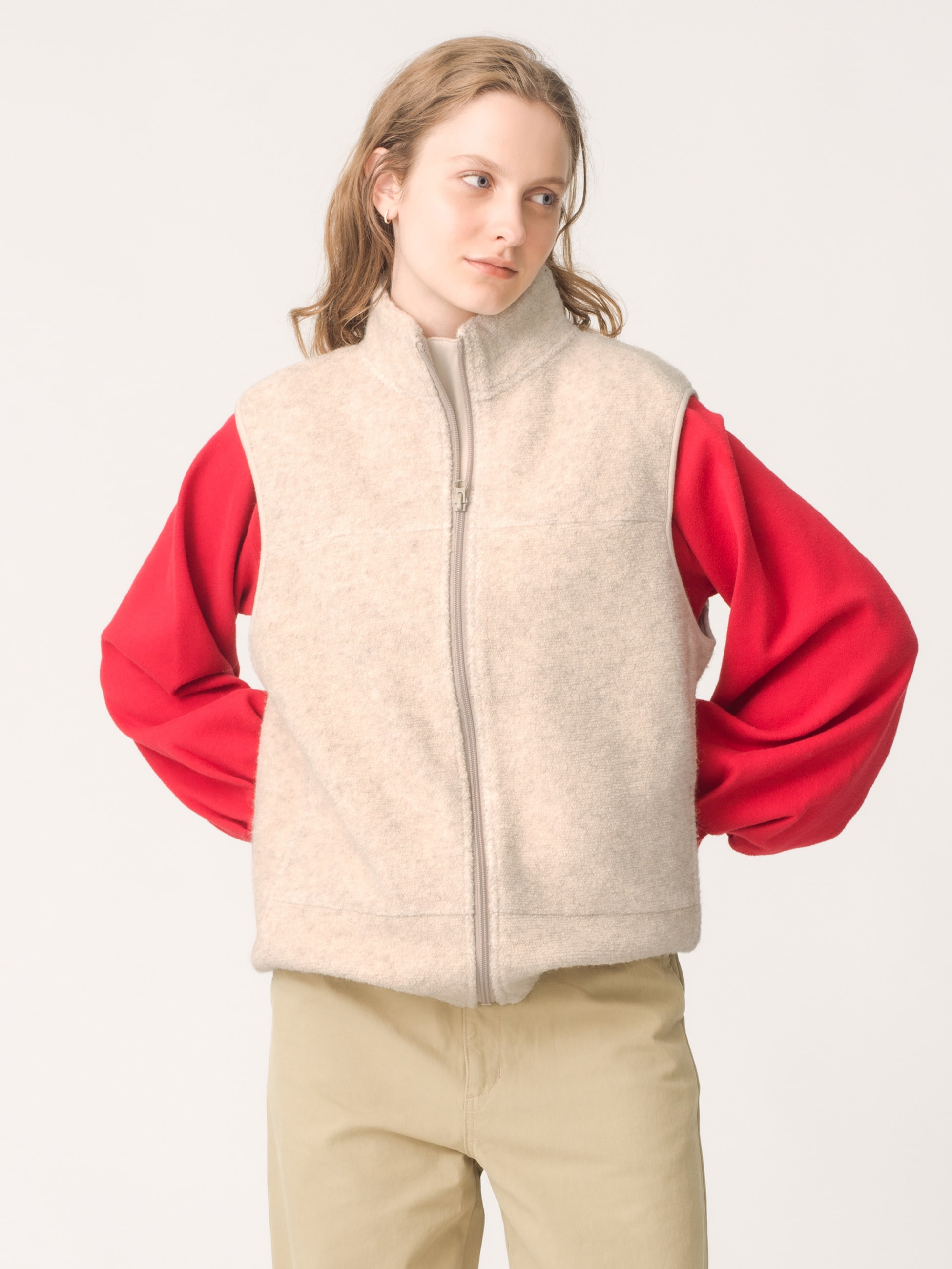 s*★様 最終RHC ウールボアベスト ウールボア ベスト（ベージュ/チャコールグレー）｜RHC(アール