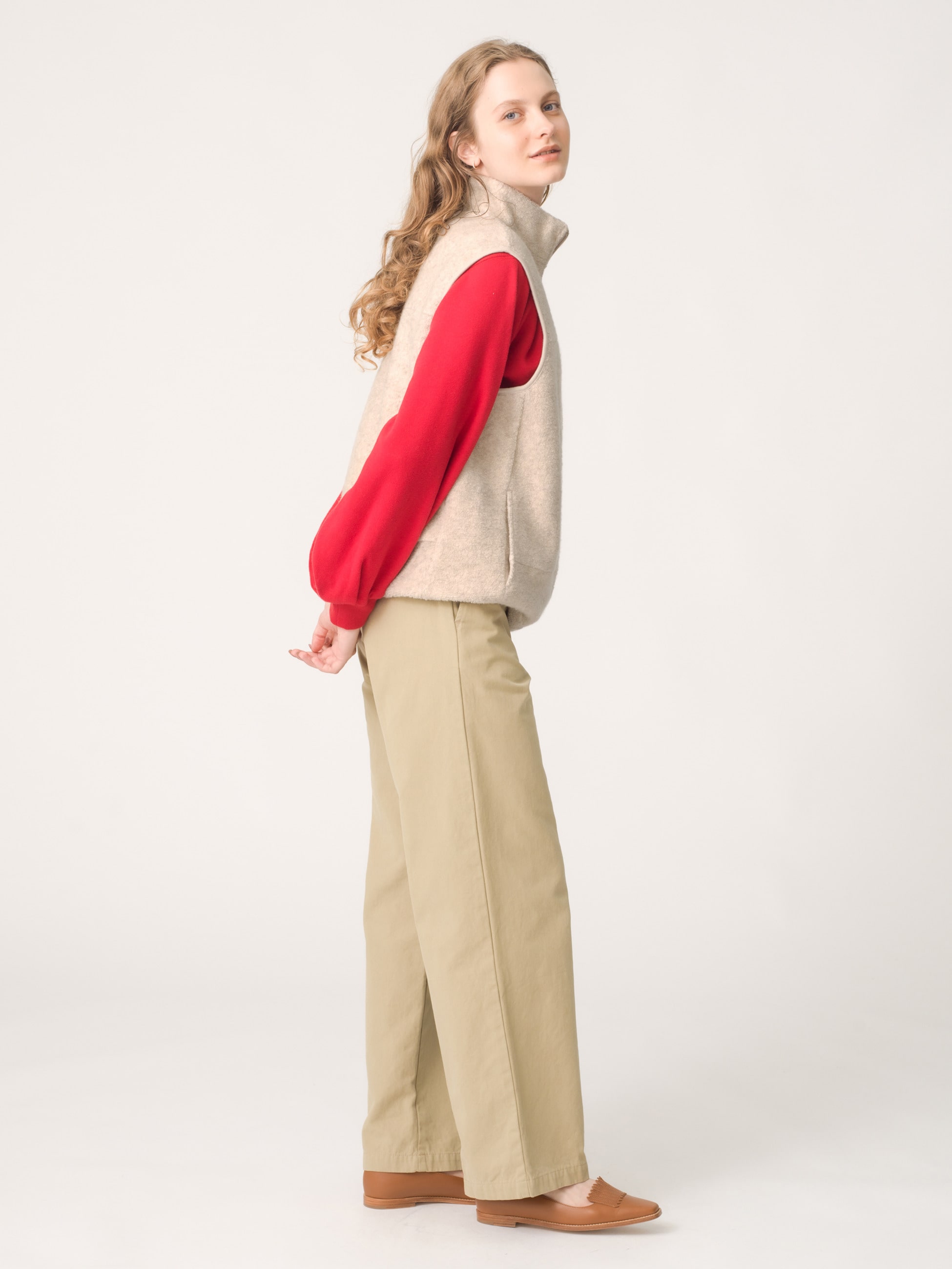 ウール パイル ベスト（アイボリー/グレー）｜RHC(アールエイチシー