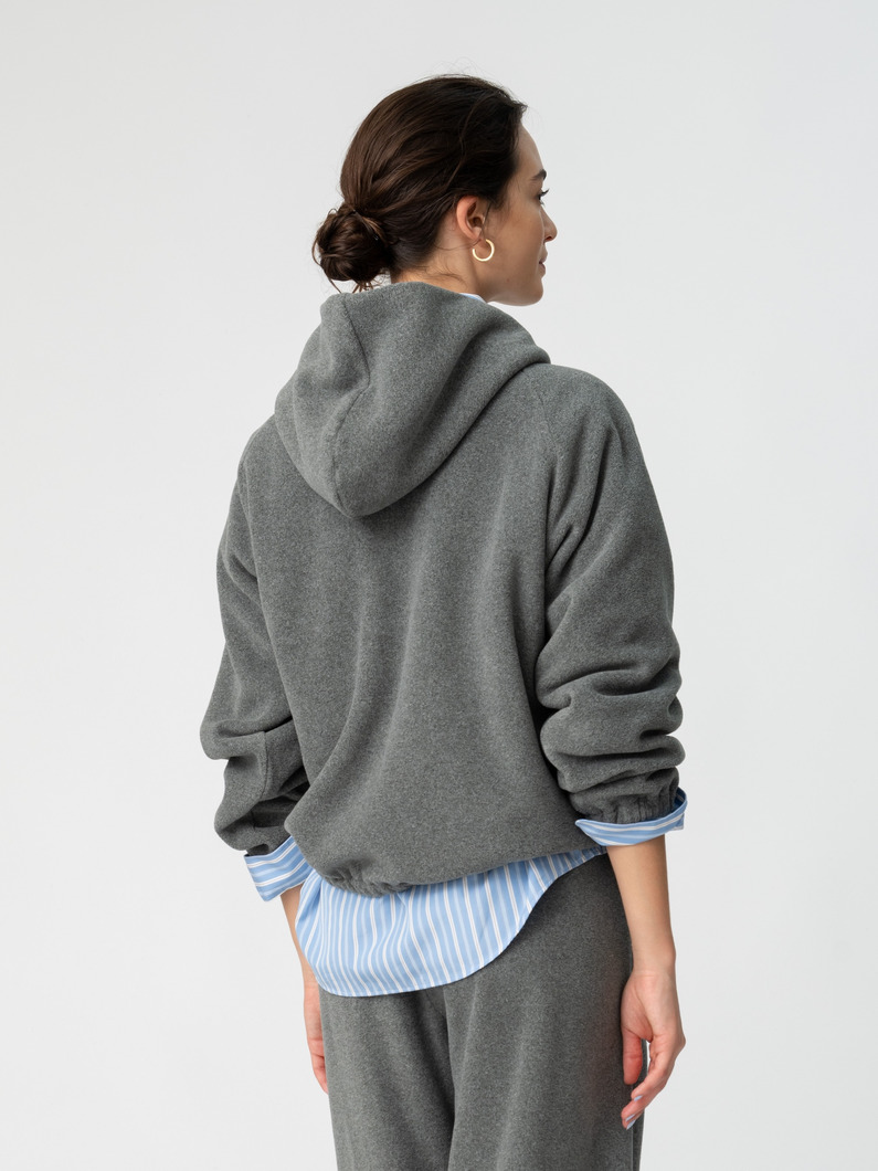 フリース フーディーブルゾン（グレー/ネイビー） 詳細画像 gray 2