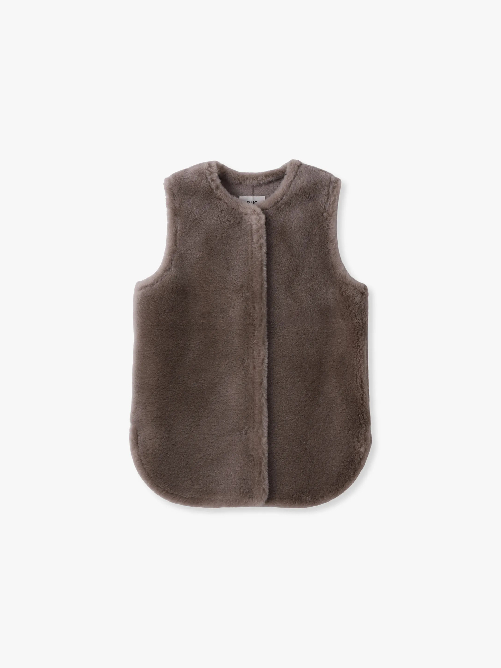 ウールボア ベスト（ベージュ/チャコールグレー）｜RHC(アール