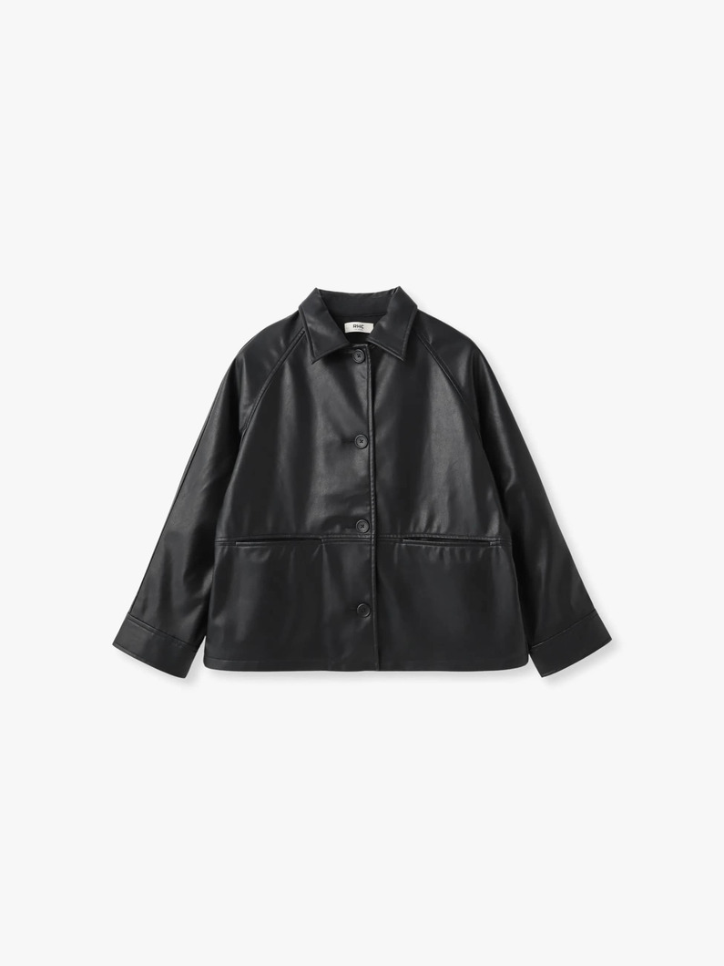 フェイクレザー ボクシー シャツジャケット 詳細画像 black 2