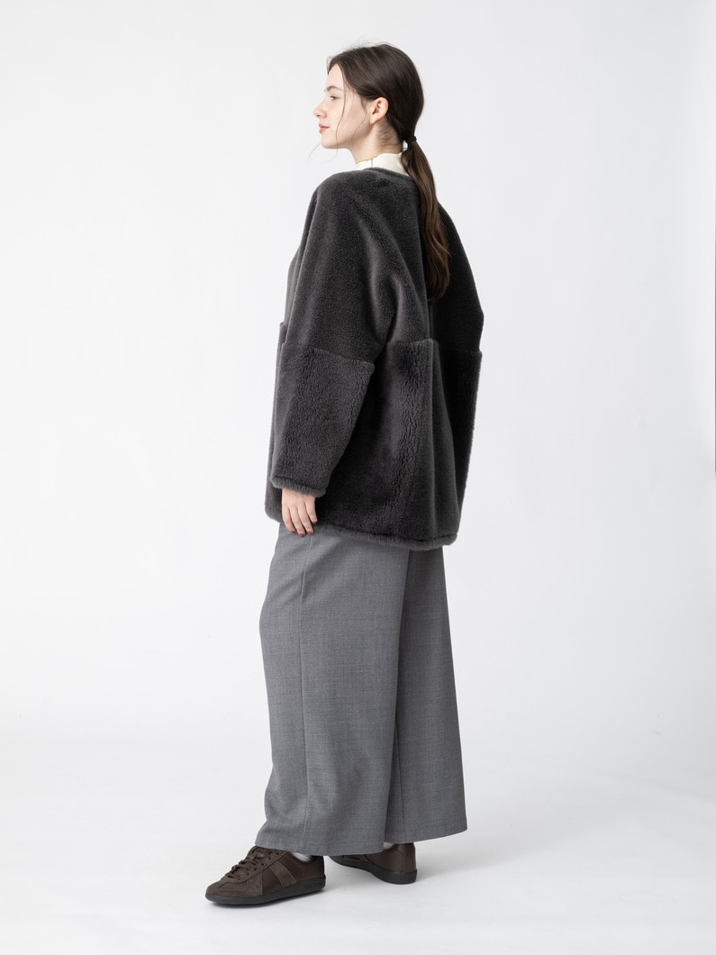 ウール ボア ジャケット（ベージュ/チャコールグレー） 詳細画像 charcoal gray 3