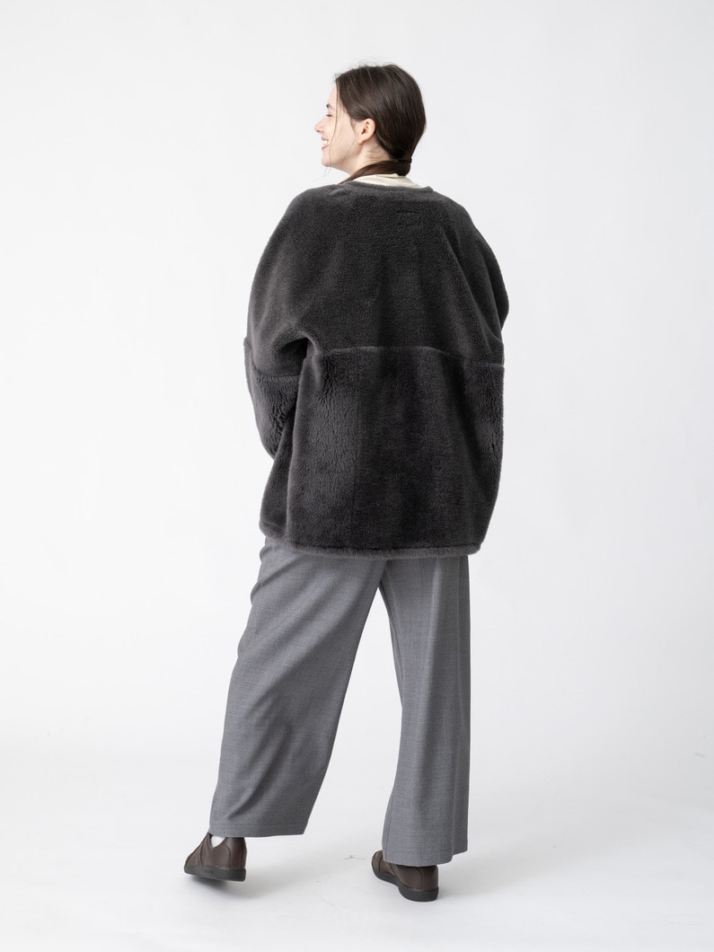 ウール ボア ジャケット（ベージュ/チャコールグレー） 詳細画像 charcoal gray 4