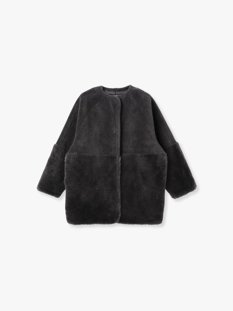 ウール ボア ジャケット（ベージュ/チャコールグレー） 詳細画像 charcoal gray 5