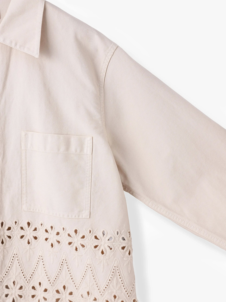 カットワーク ツイル ジャケット（アイボリー/チャコールグレー） 詳細画像 ivory 2