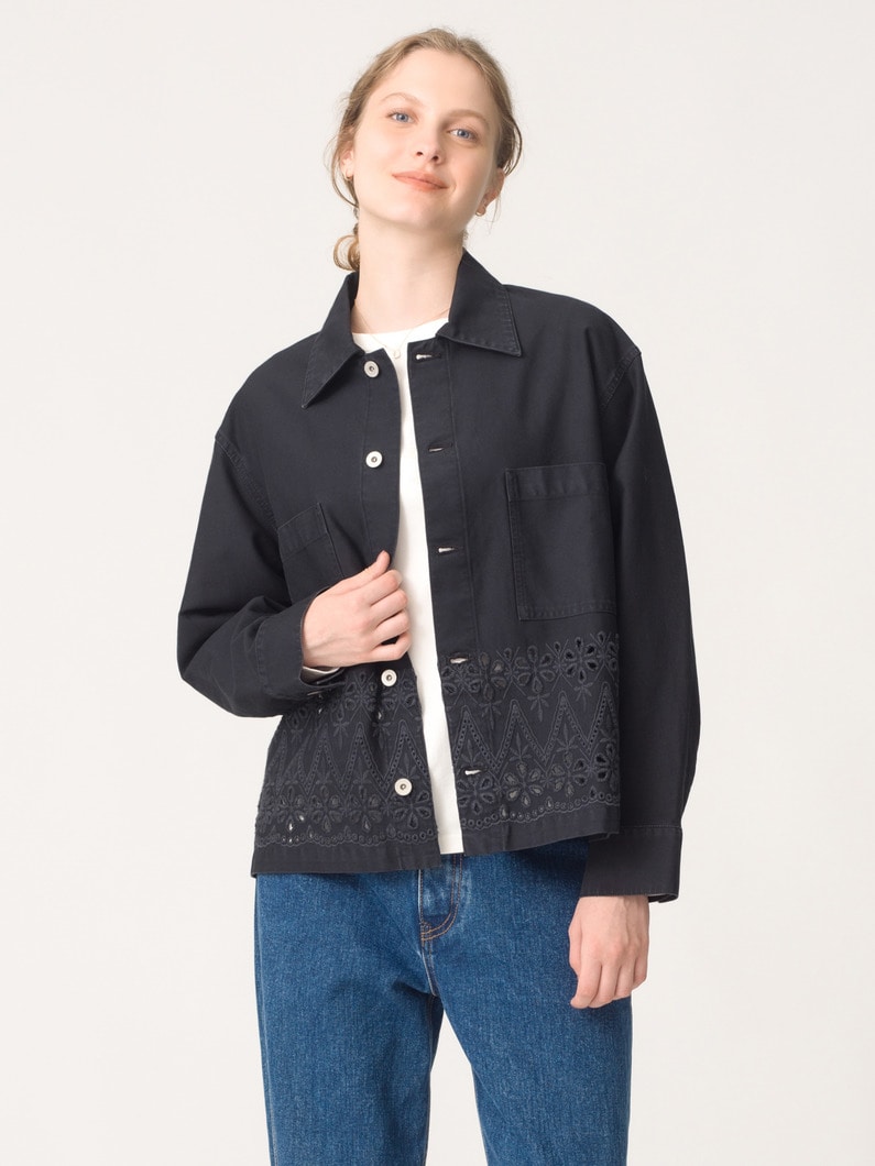 カットワーク ツイル ジャケット（アイボリー/チャコールグレー） 詳細画像 charcoal gray