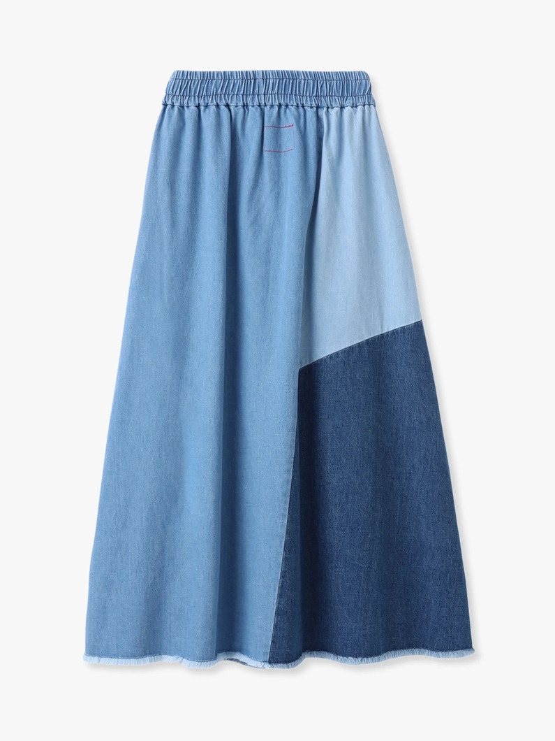 パッチワーク デニム フレアスカート 詳細画像 blue 1