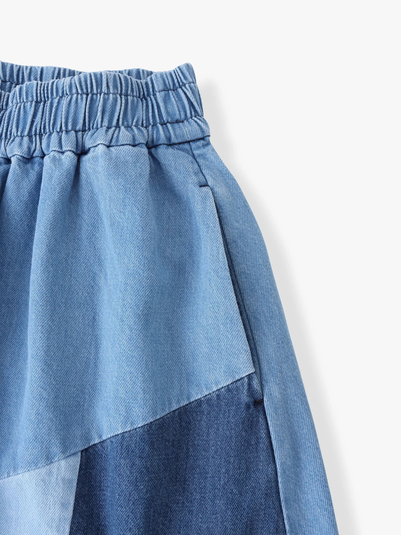 キャピタル　パッチワーク　リネン✖️デニム　ロングスカート キャピタル パッチワーク リネン✖️デニム ロングスカート