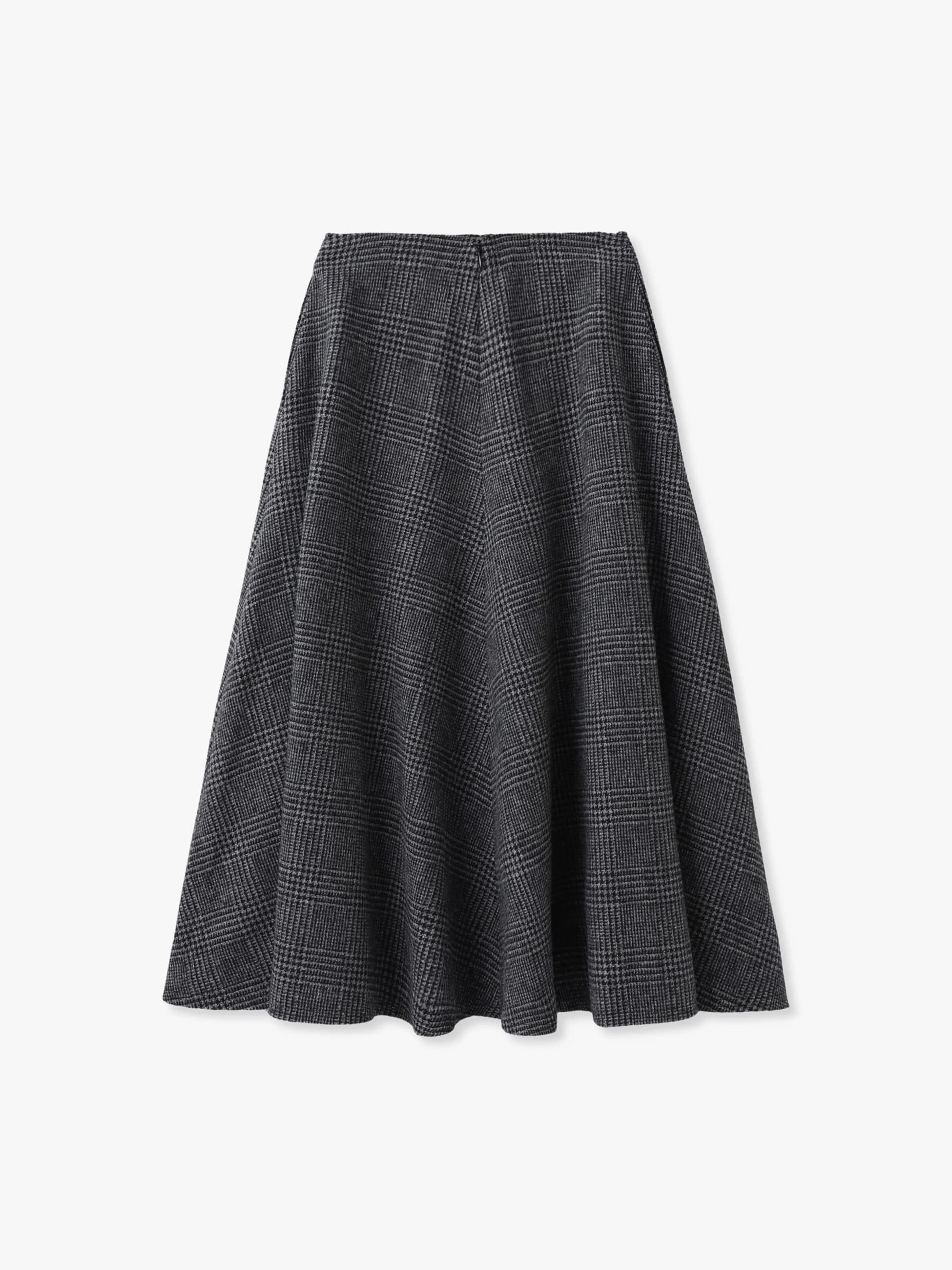 グレンチェック フレアスカート（チャコールグレー）｜UNION