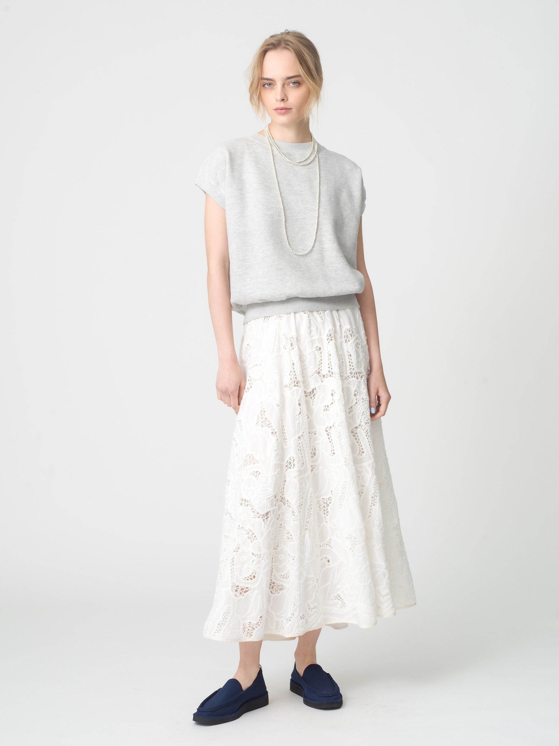 エンブロイダリー スカート（ホワイト/ブラック）｜Ron Herman(ロン