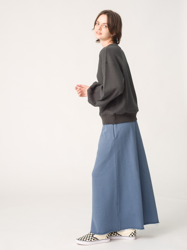 スウェット イージースカート（チャコールグレー/ブルー） 詳細画像 blue