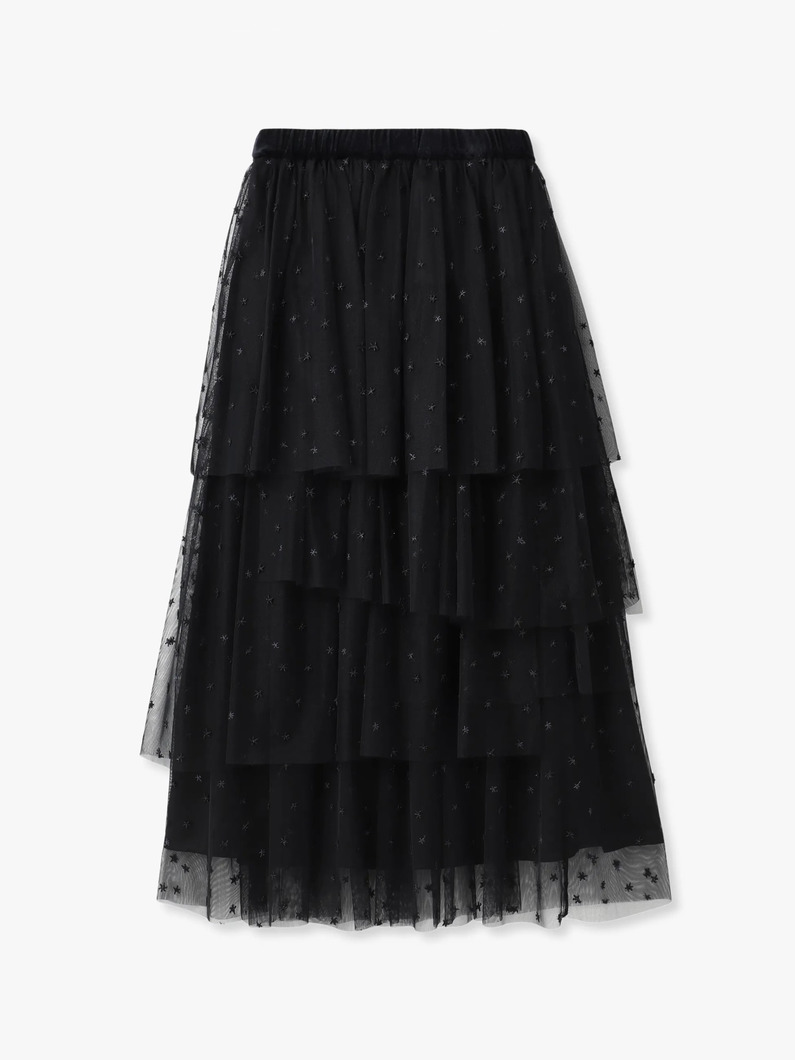 チュール スター フリルスカート 詳細画像 black 3