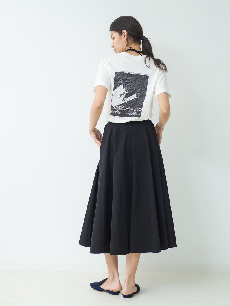 ギャザー フレアスカート（キャメル/ブラック） 詳細画像 black 2