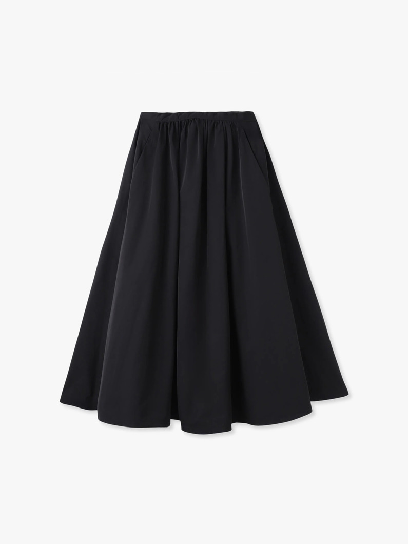 ギャザー フレアスカート（キャメル/ブラック） 詳細画像 black 4