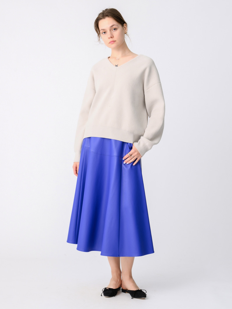 ソフトエコレザー サーキュラー スカート 詳細画像 blue 1