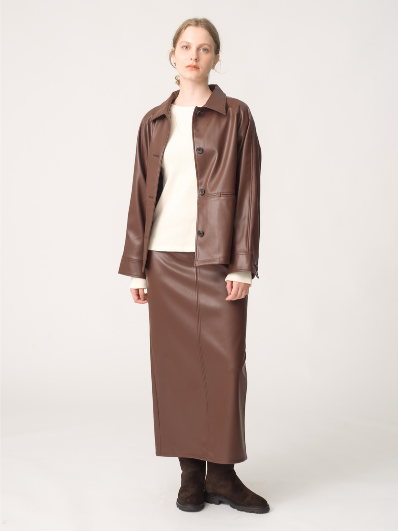 フェイクレザー タイトスカート 詳細画像 brown 2