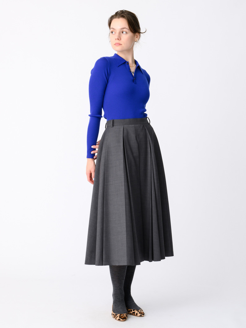 美品✨エブール　ebure　プリーツ　スカート　ロング　グレー　36 エブール ebure プリーツ スカート ロング 36 ライトグレー