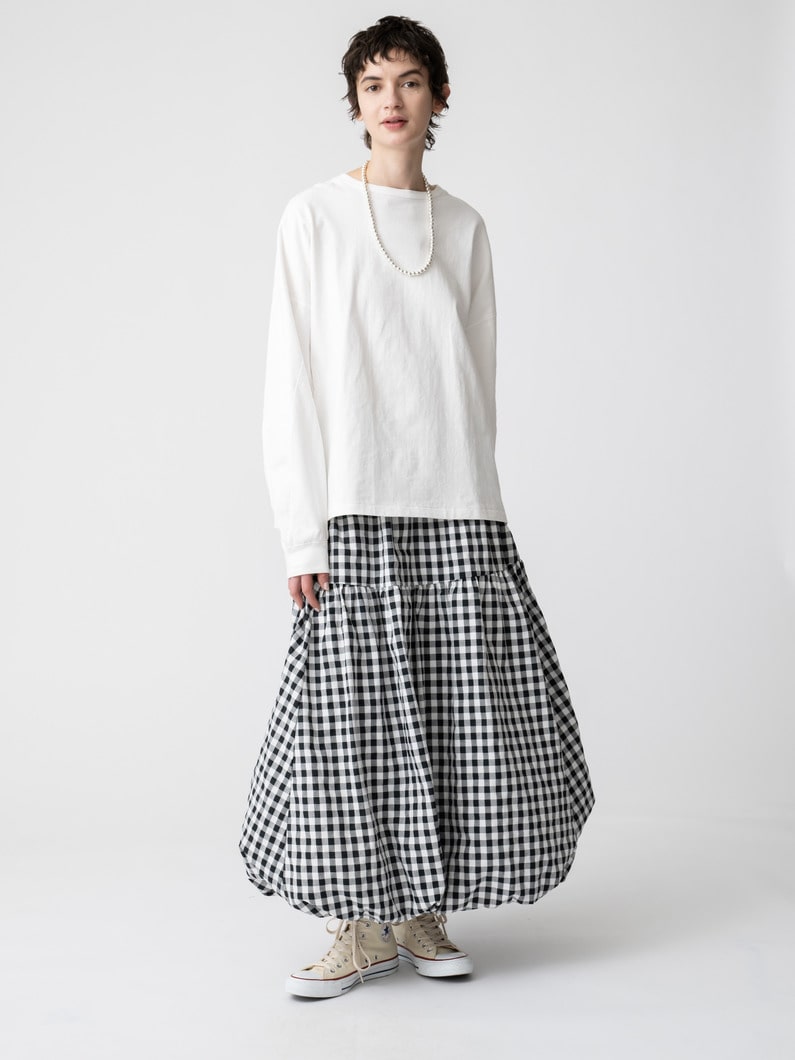 ギンガムチェック バルーン スカート 詳細画像 black 2