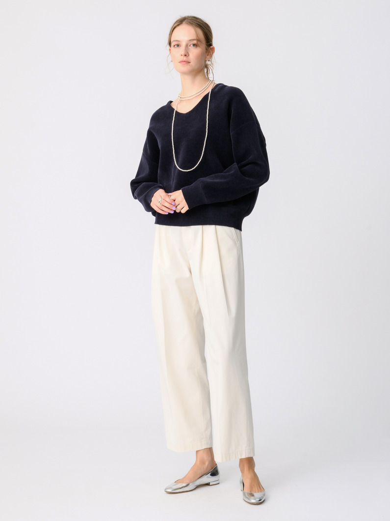 ハイウエスト タックパンツ（ホワイト/ベージュ） 詳細画像 white