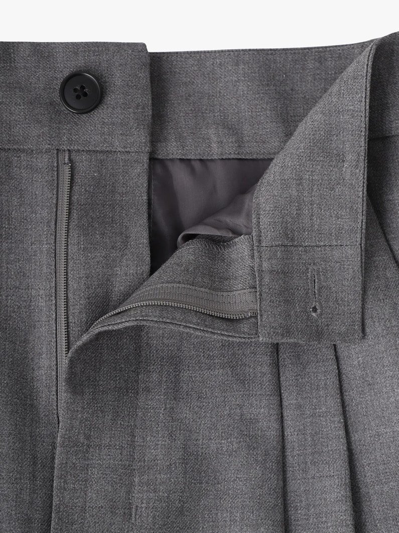 2タック ウール ワイドパンツ（ベージュ/グレー） 詳細画像 beige 2