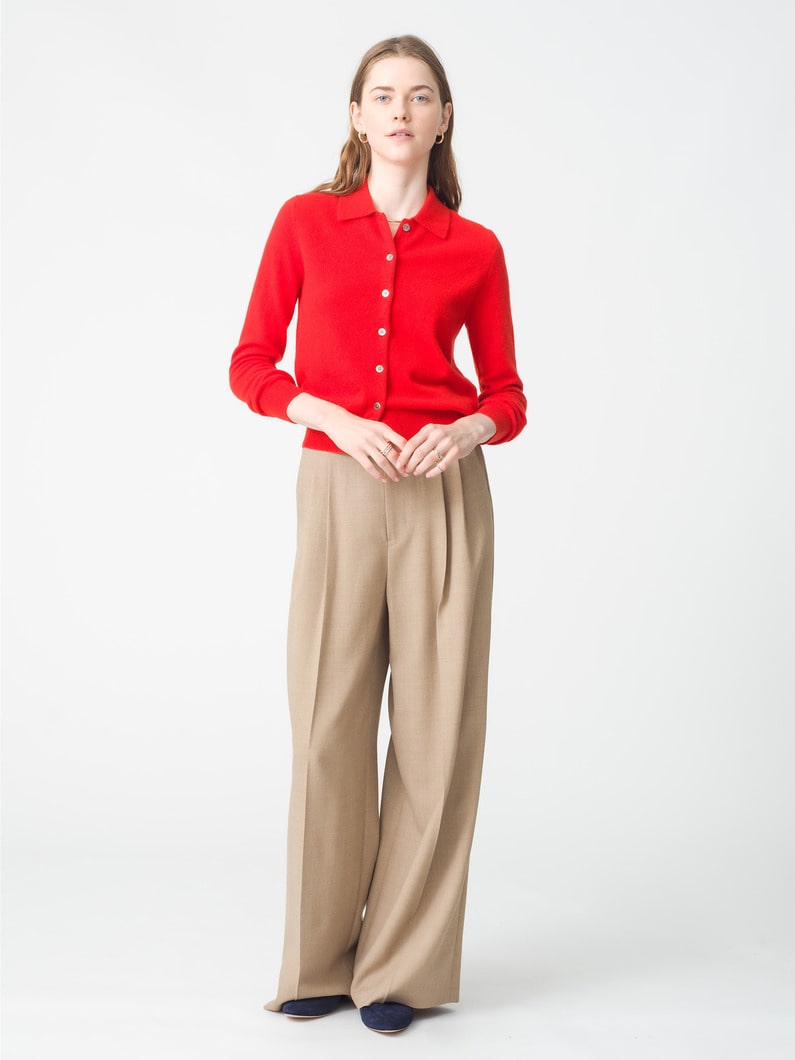 2タック ウール ワイドパンツ（ベージュ/グレー） 詳細画像 beige 2