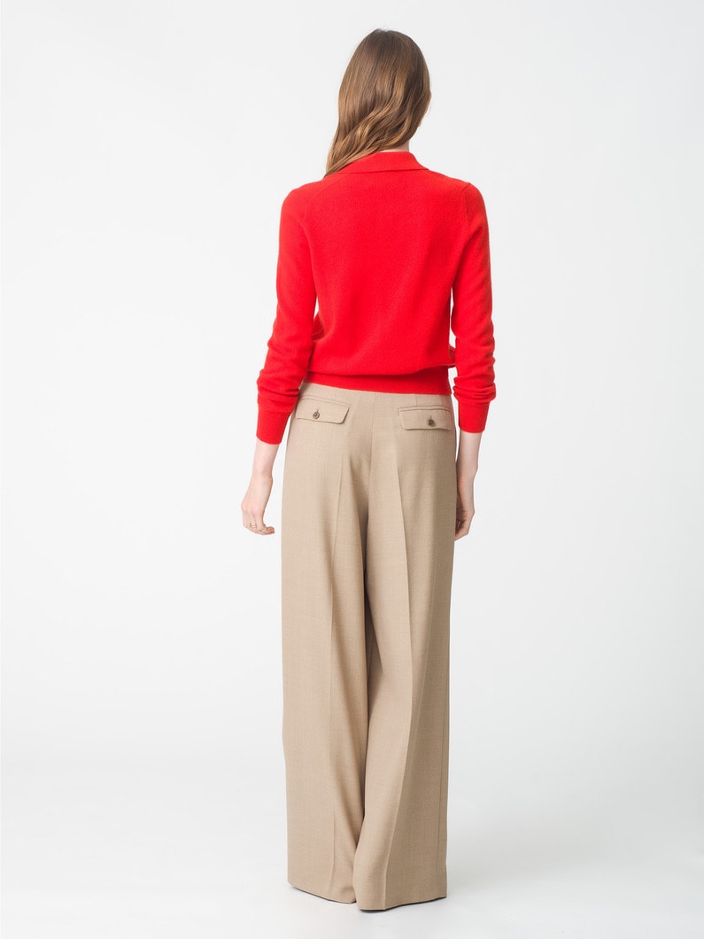 2タック ウール ワイドパンツ（ベージュ/グレー） 詳細画像 beige 3