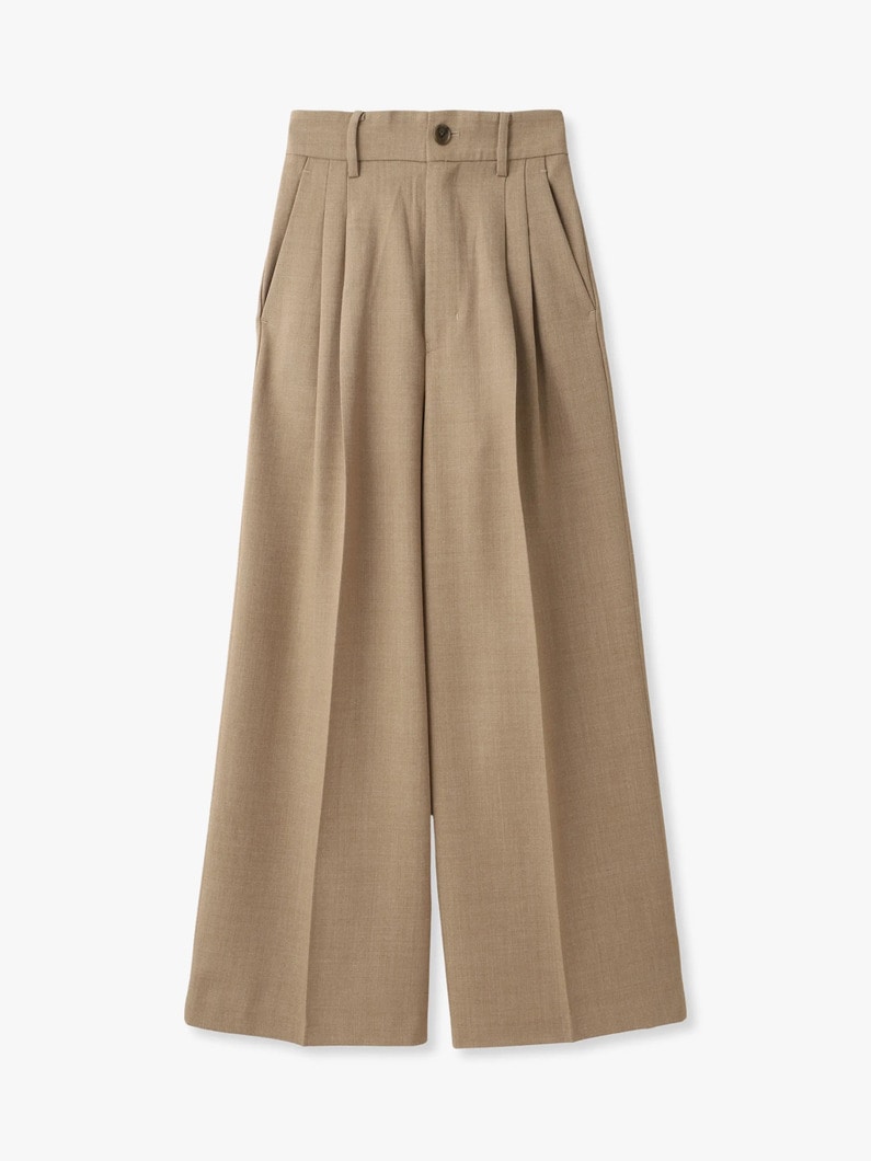 2タック ウール ワイドパンツ（ベージュ/グレー） 詳細画像 beige 4
