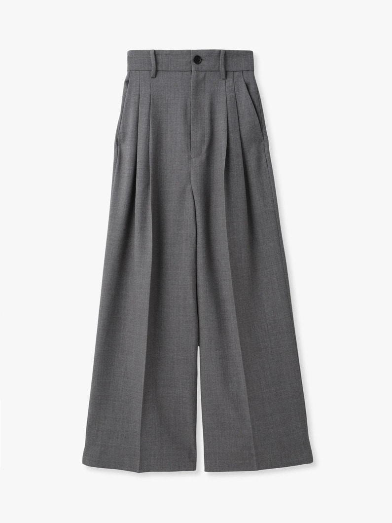 2タック ウール ワイドパンツ（ベージュ/グレー） 詳細画像 gray 6