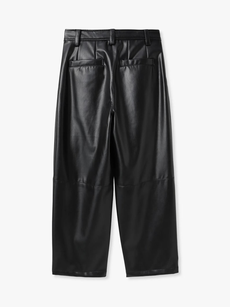 フェイクレザー アンクルパンツ（アイボリー/ブラック） 詳細画像 ivory 1