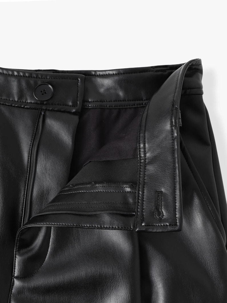 フェイクレザー アンクルパンツ（アイボリー/ブラック） 詳細画像 ivory 2