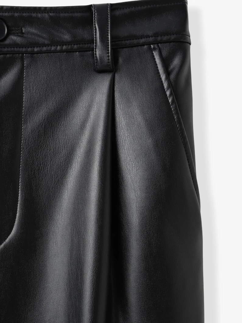 フェイクレザー アンクルパンツ（アイボリー/ブラック） 詳細画像 ivory 3