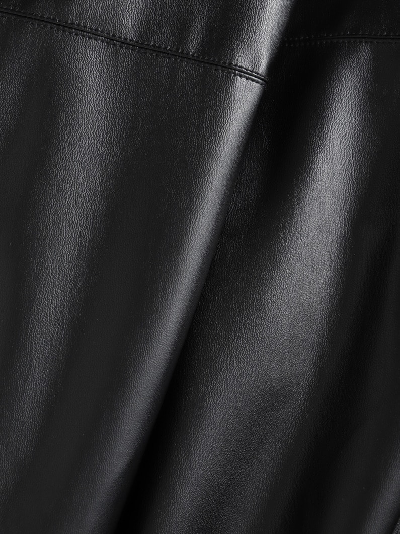 フェイクレザー アンクルパンツ（アイボリー/ブラック） 詳細画像 ivory 4