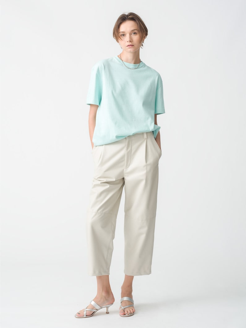 フェイクレザー アンクルパンツ（アイボリー/ブラック） 詳細画像 ivory 3