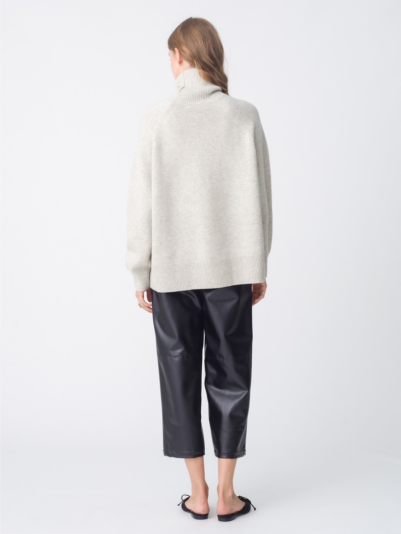 フェイクレザー アンクルパンツ（アイボリー/ブラック） 詳細画像 black 2