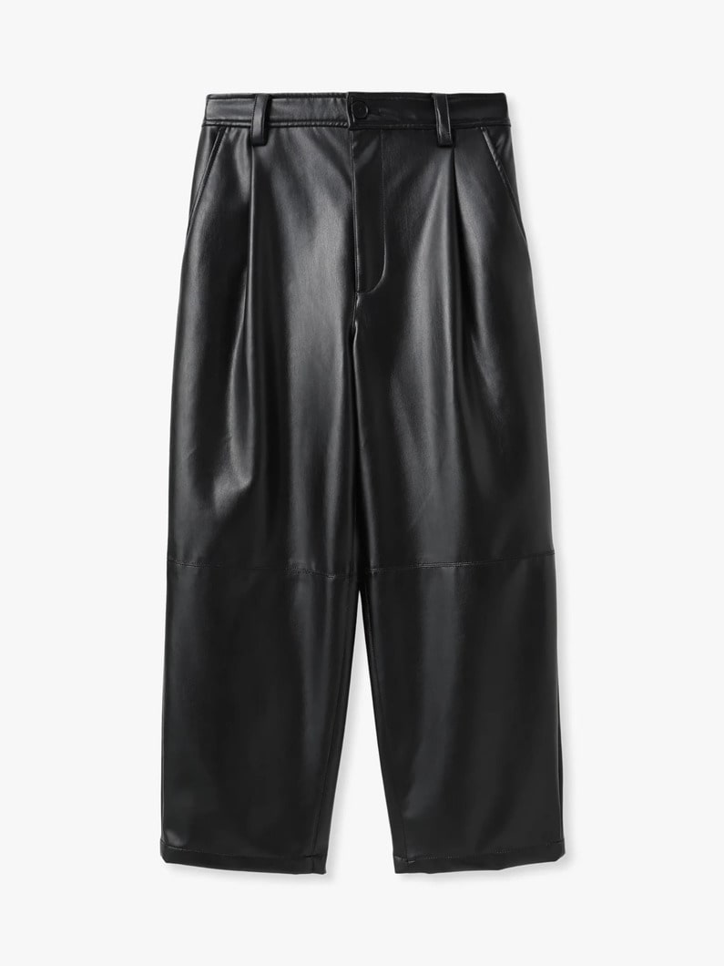 フェイクレザー アンクルパンツ（アイボリー/ブラック） 詳細画像 black 3