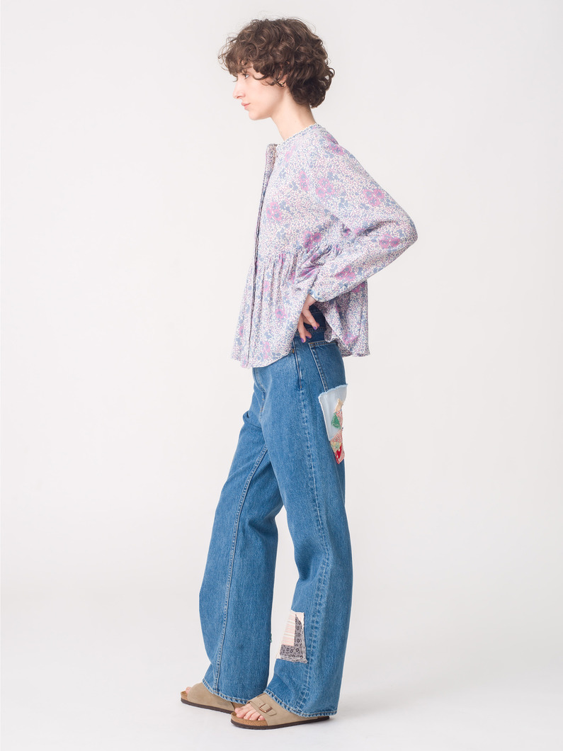 パッチ フラワー デニムパンツ 詳細画像 indigo 2