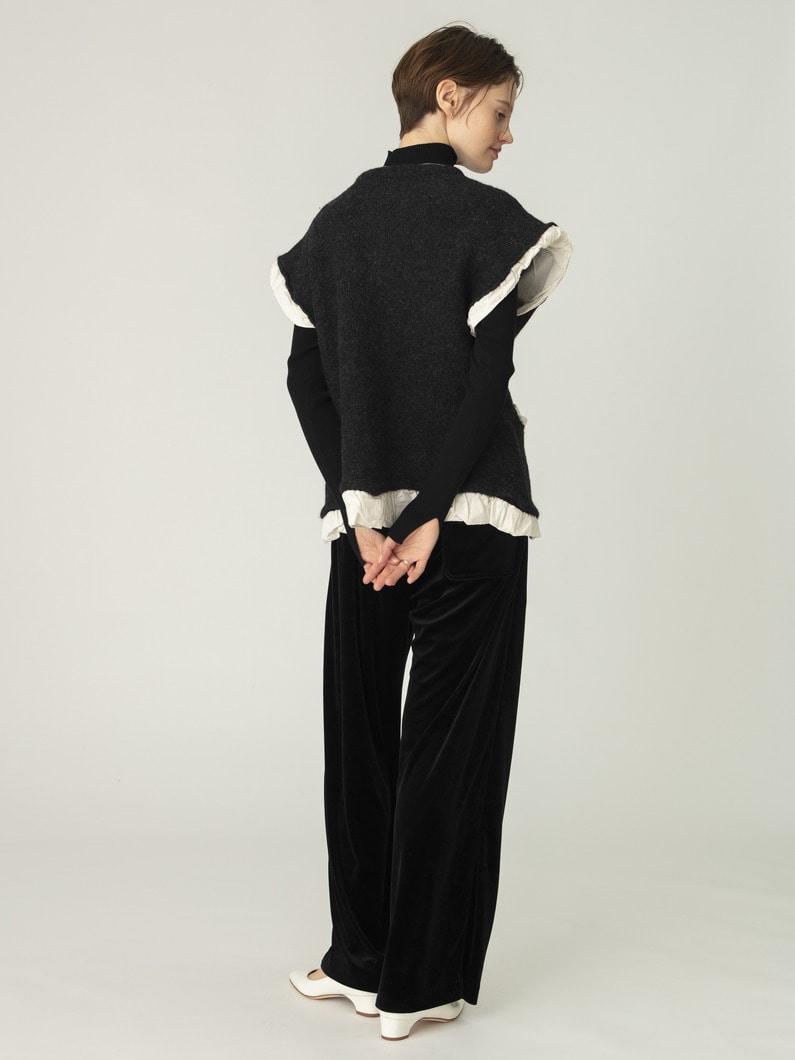 ベロア イージーパンツ（ブラック/グレージュ） 詳細画像 black 2