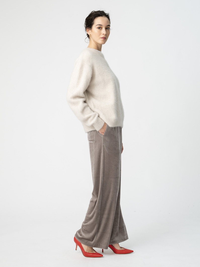 ベロア イージーパンツ（ブラック/グレージュ） 詳細画像 greige 1