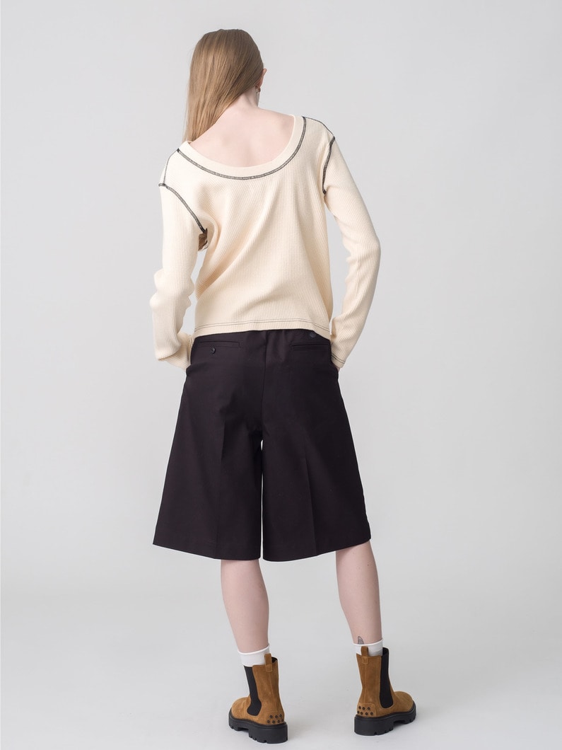コットン ポリエステル ツイル ハーフパンツ（ベージュ/ネイビー/ブラック） 詳細画像 black 2