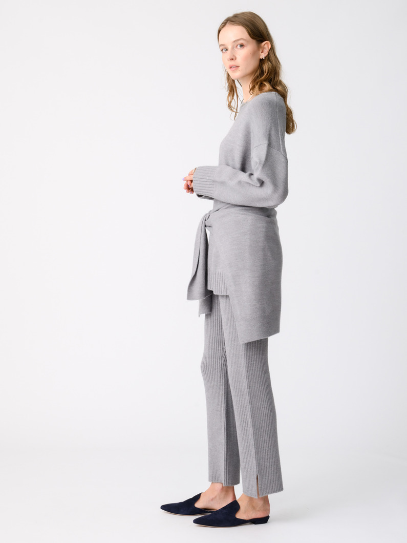 リブニット パンツ（アイボリー/グレー） 詳細画像 gray 2