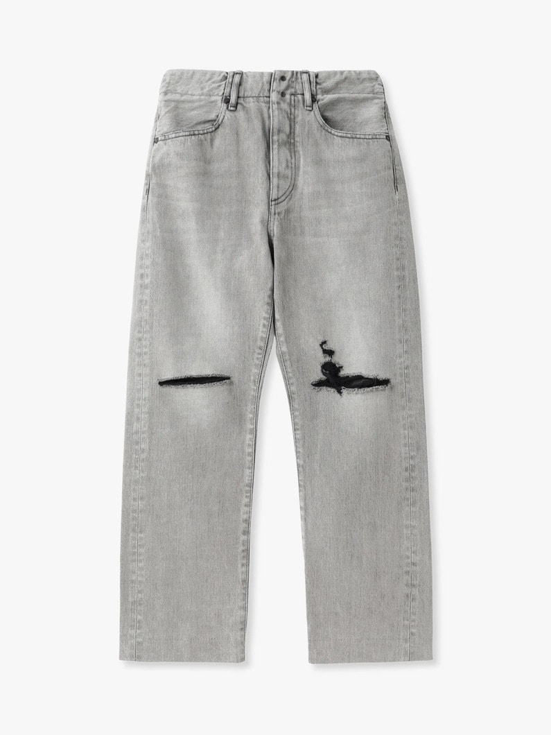 ストレートジーン クラッシュデニムパンツ（グレー） 詳細画像 gray 3