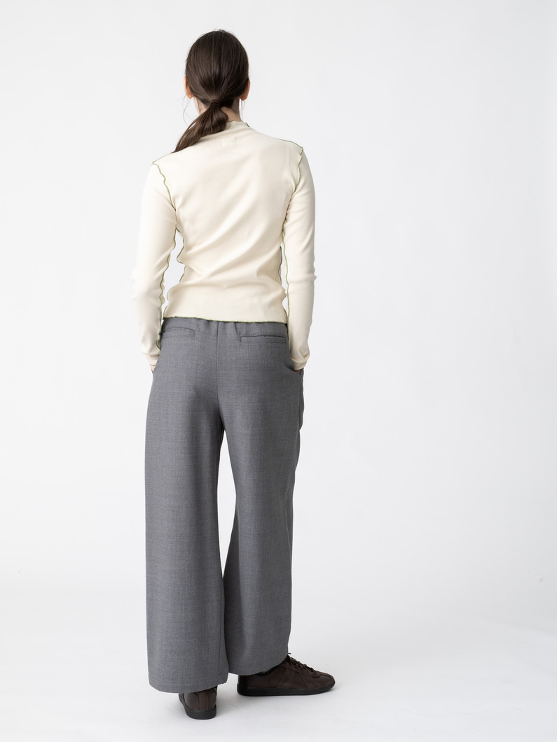 ウール ワイド フレアパンツ（ブルー/グレー） 詳細画像 gray 2