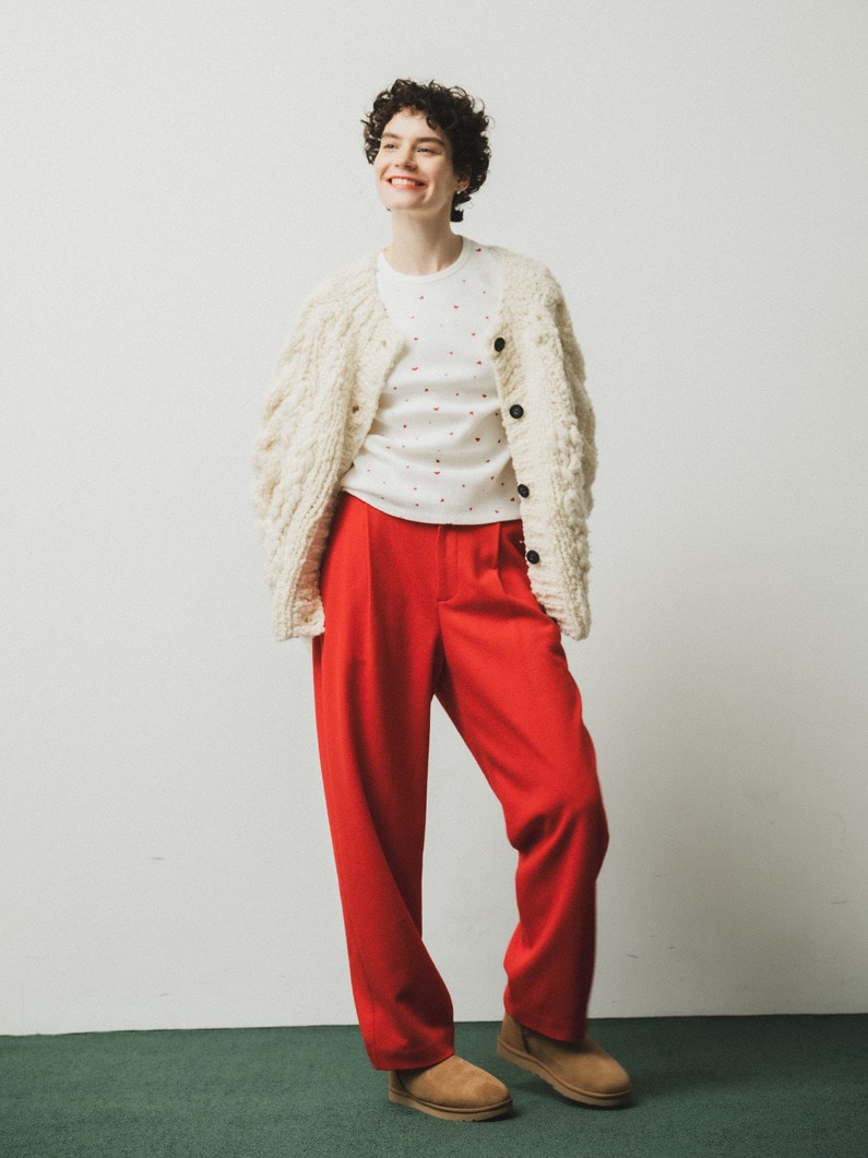 ウール タックパンツ（レッド/ネイビー) 詳細画像 red