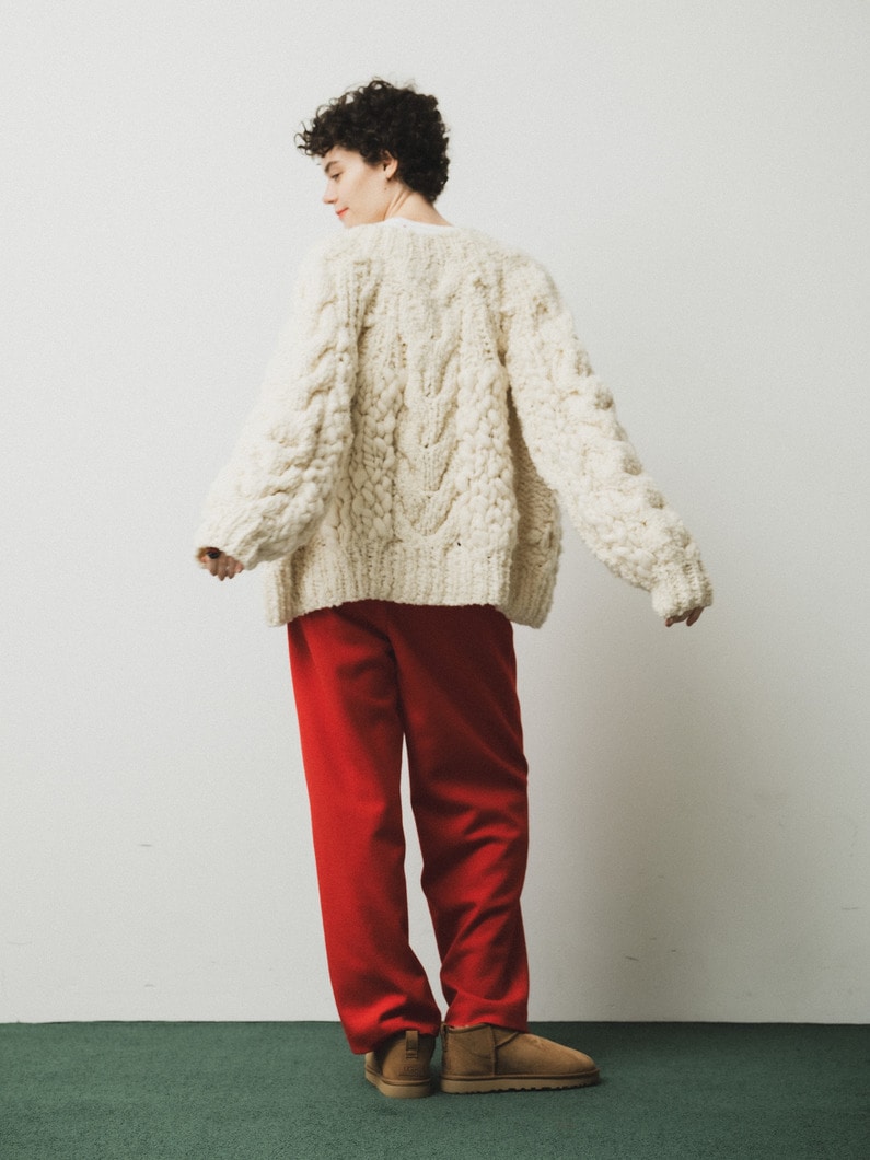 ウール タックパンツ（レッド/ネイビー) 詳細画像 red 2