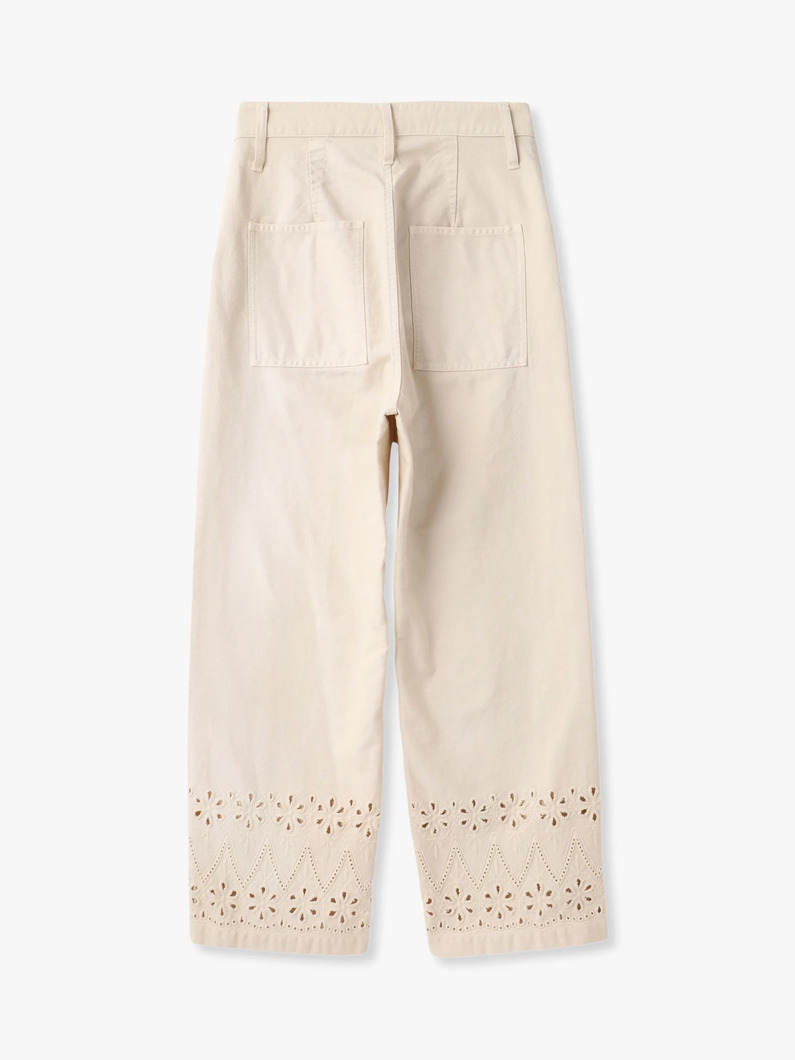 カットワーク ツイル パンツ（アイボリー/チャコールグレー） 詳細画像 ivory 1