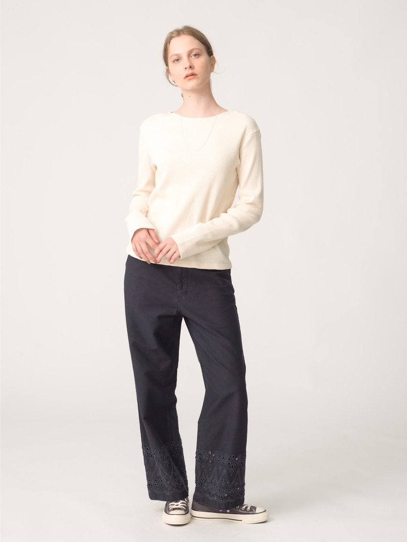 カットワーク ツイル パンツ（アイボリー/チャコールグレー） 詳細画像 charcoal gray