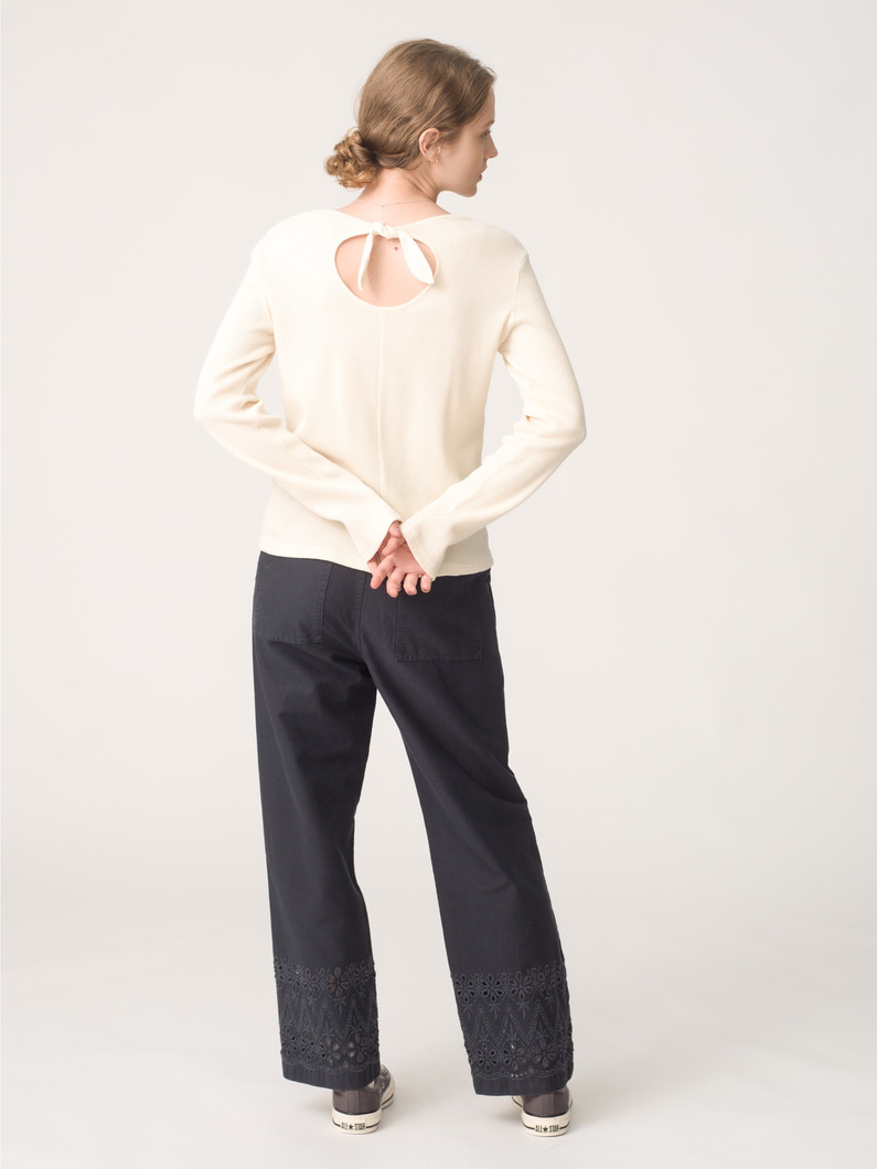 カットワーク ツイル パンツ（アイボリー/チャコールグレー） 詳細画像 charcoal gray 3