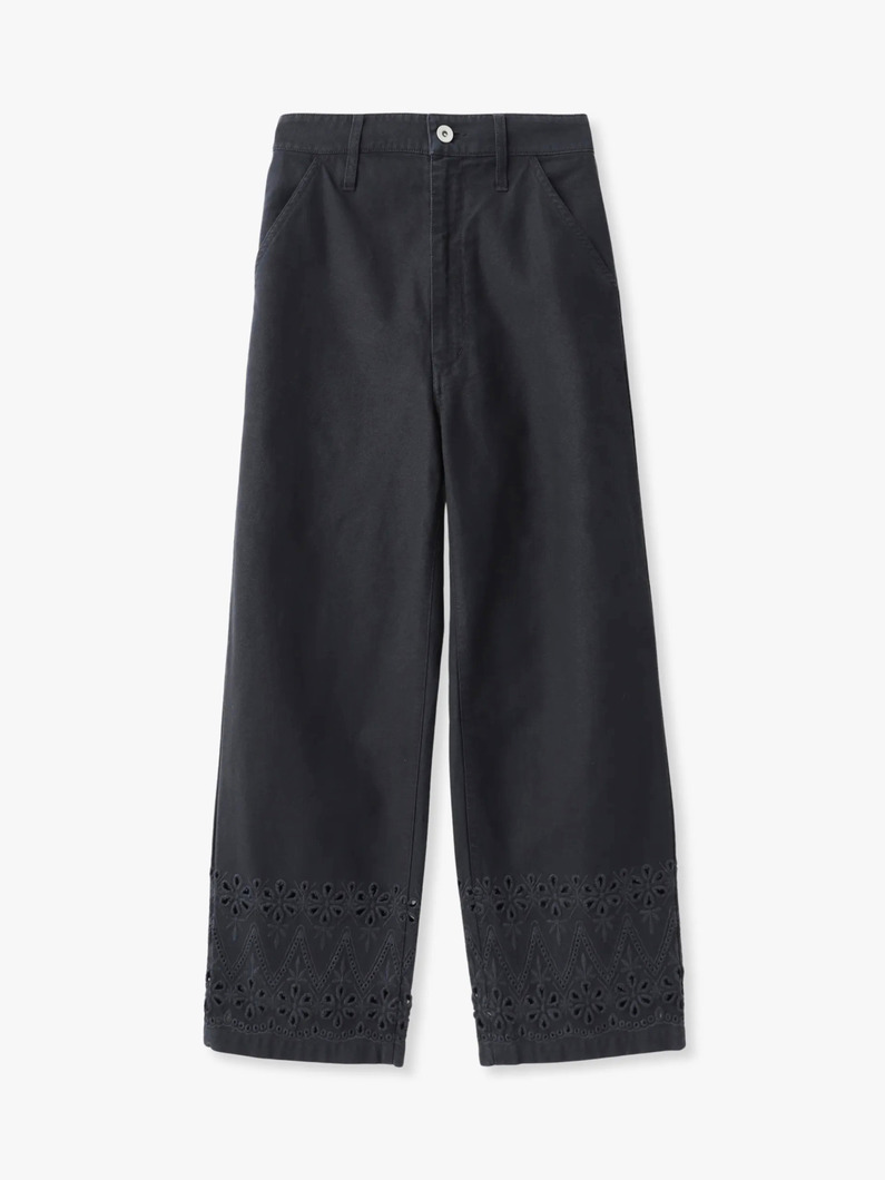 カットワーク ツイル パンツ（アイボリー/チャコールグレー） 詳細画像 charcoal gray 4